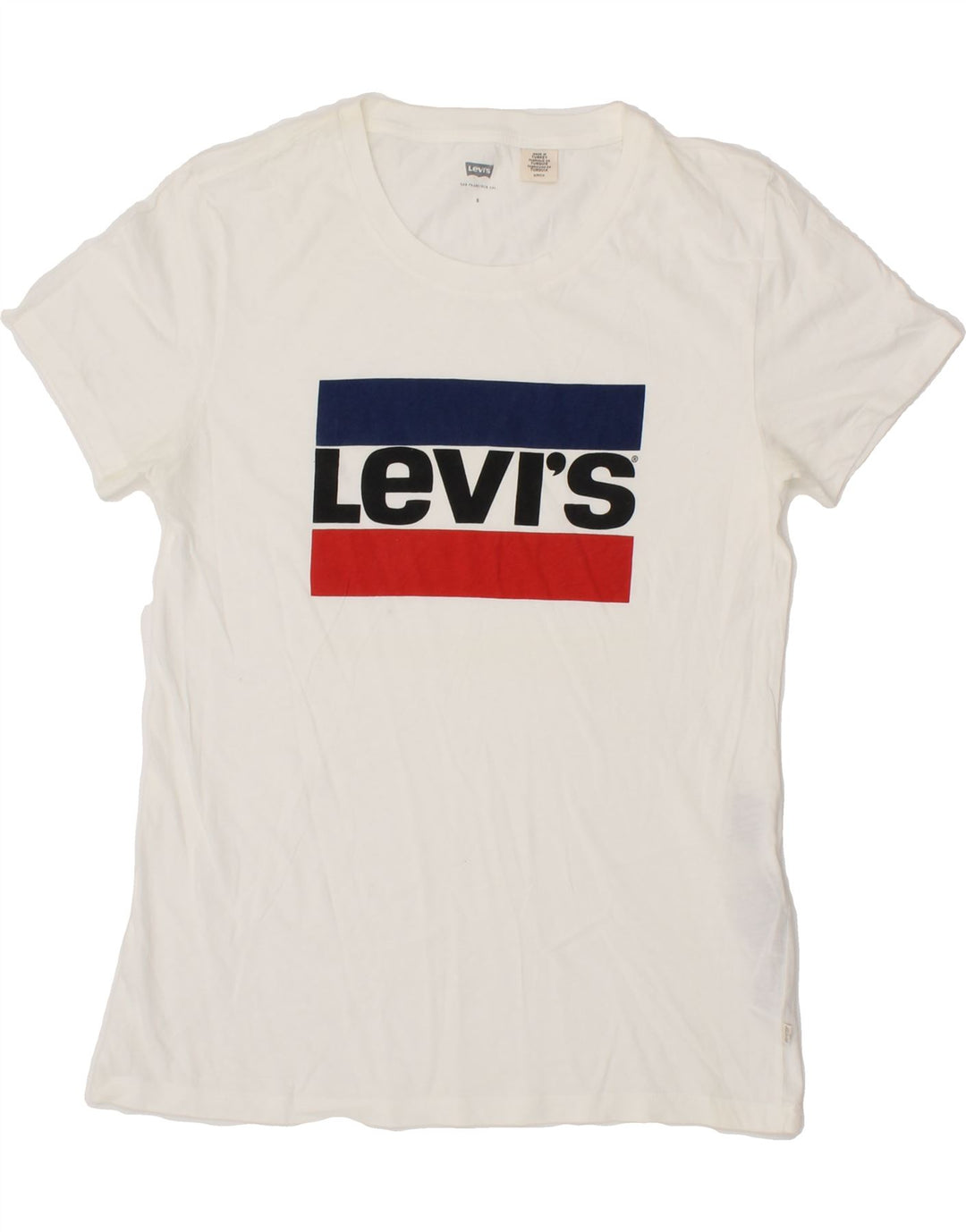LEVI'S Mens Graphic T-Shirt Top Small White Cotton Vintage Levi's and Second-Hand Levi's from Messina Hembry 