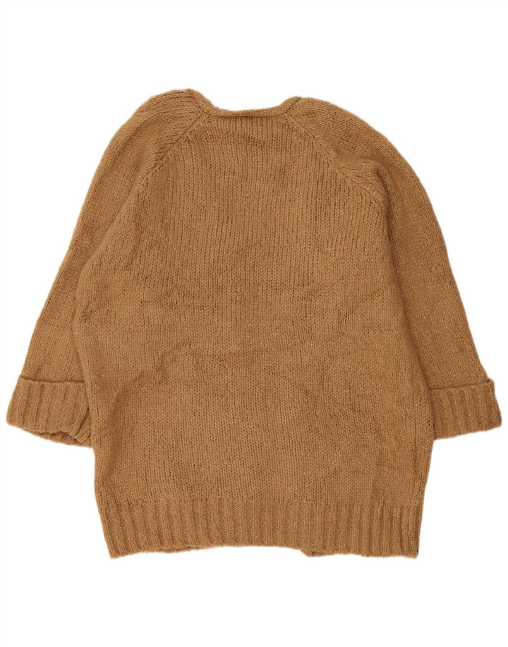 ZARA Γυναικείο μακρυά ανοιχτό πουλόβερ UK 10 Small Brown