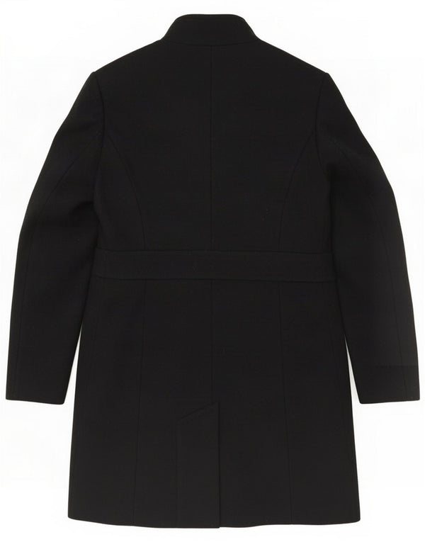 Benetton Womens Overcoat UK 8 Small Black Wool