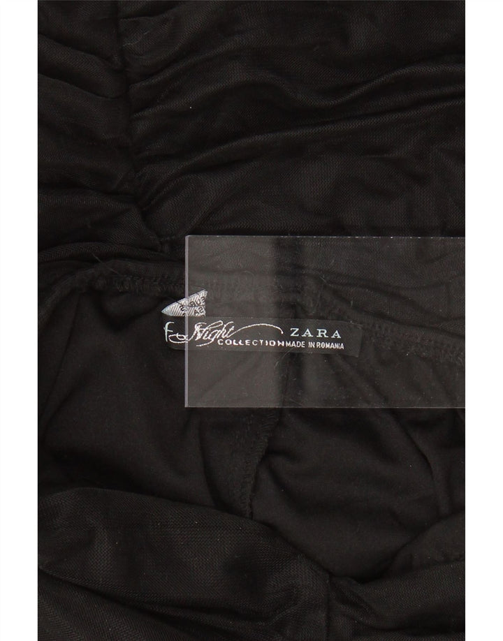 ZARA Γυναικείο Στράπλες Φόρεμα Bodycon UK 8 Small Black
