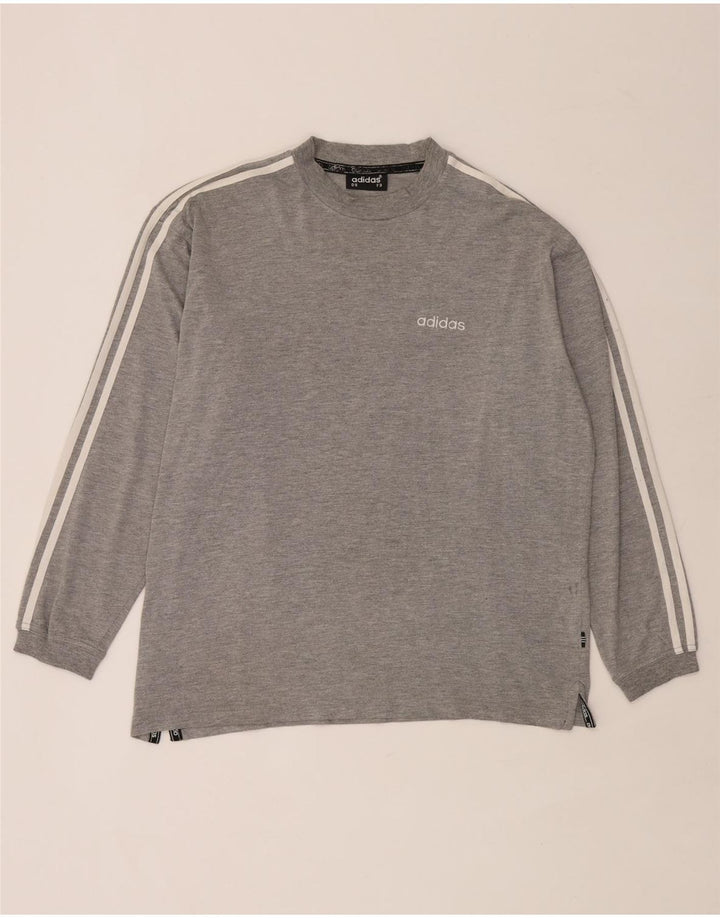 Ανδρικό τοπ Adidas μακρυμάνικο UK 38/40, μεσαίο γκρι βαμβάκι