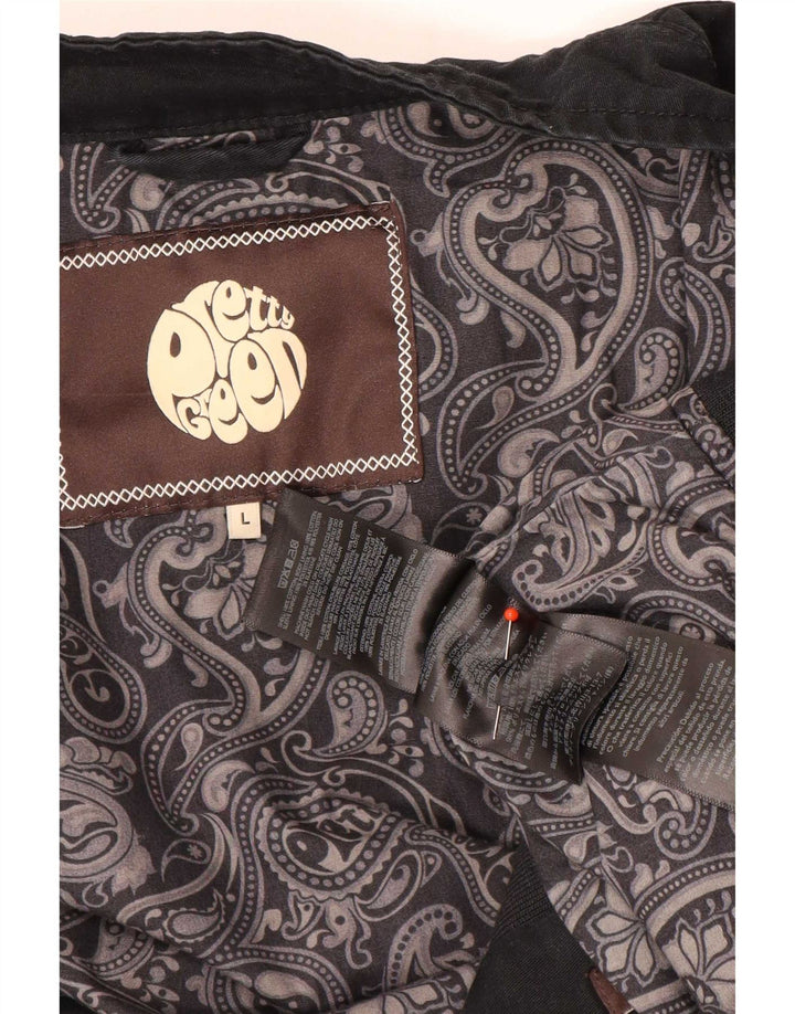 Pretty Green Mens Bomber Jacket UK 40 Large Black Cotton