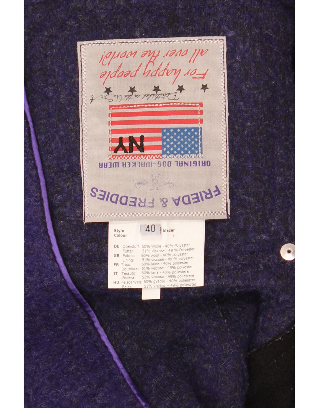 FRIEDA & FREDDIES Γυναικείο σακάκι μπλέιζερ EU 40 Medium Purple Colourblock