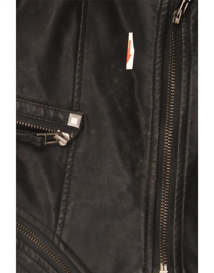 Vintage Γυναικείο Δερμάτινο Μπουφάν Biker UK 10 Small Black