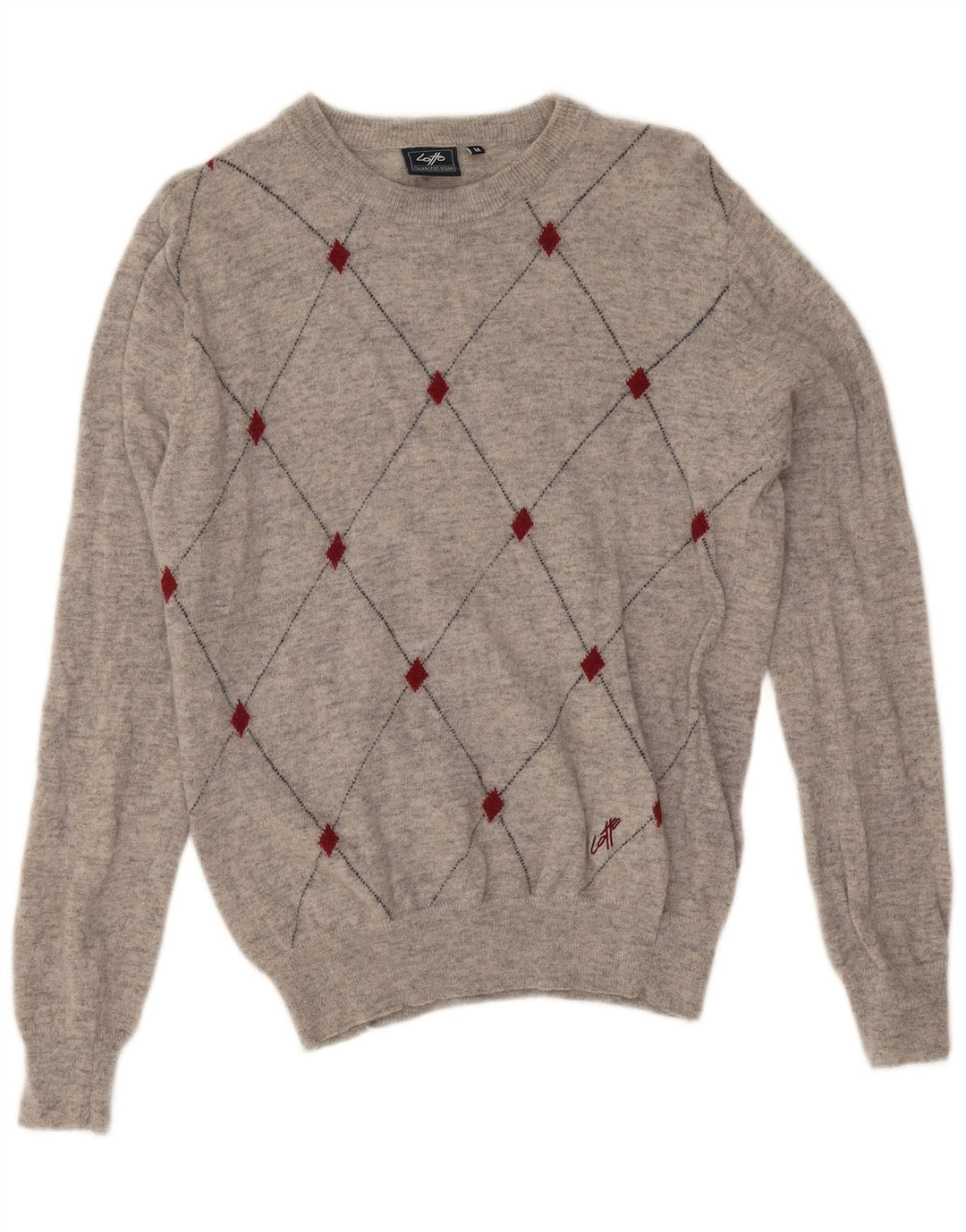 Ανδρικό πουλόβερ Lotto Crew Neck Jumper Medium Grey Argyle/Diamond Wool