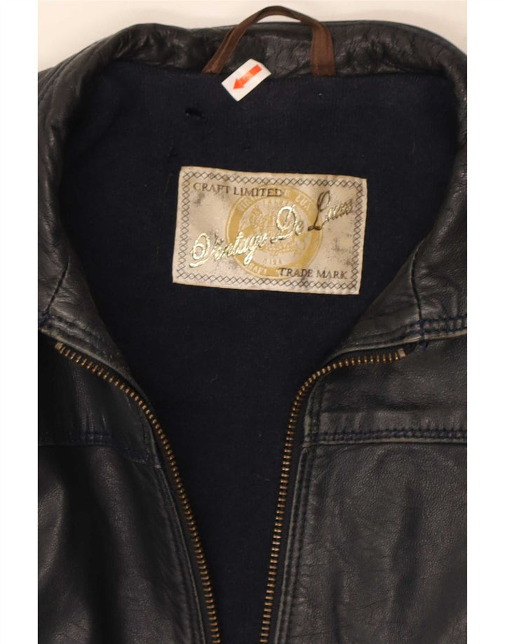 Vintage Γυναικείο Δερμάτινο Μπουφάν IT 42 Medium Black Leather