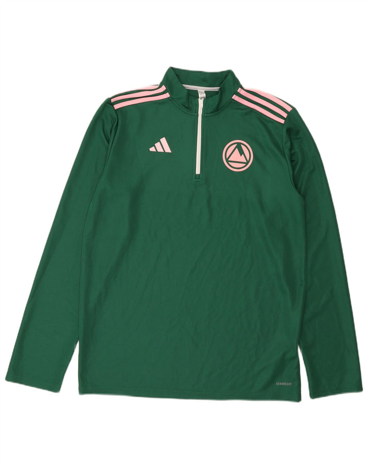 Adidas Ανδρική φόρμα πουλόβερ με φερμουάρ Aeroready Top μεγάλο πράσινο πολυεστέρα