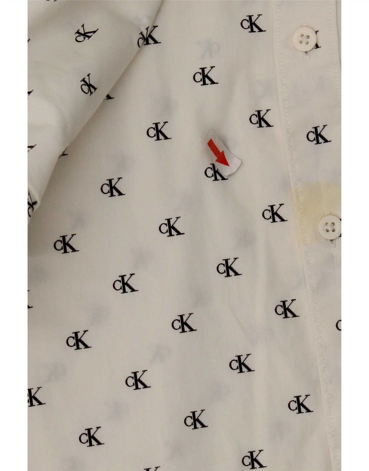 Ανδρικό πουκάμισο Calvin Klein Jeans Graphic Slim Fit, μεσαίο λευκό βαμβακερό