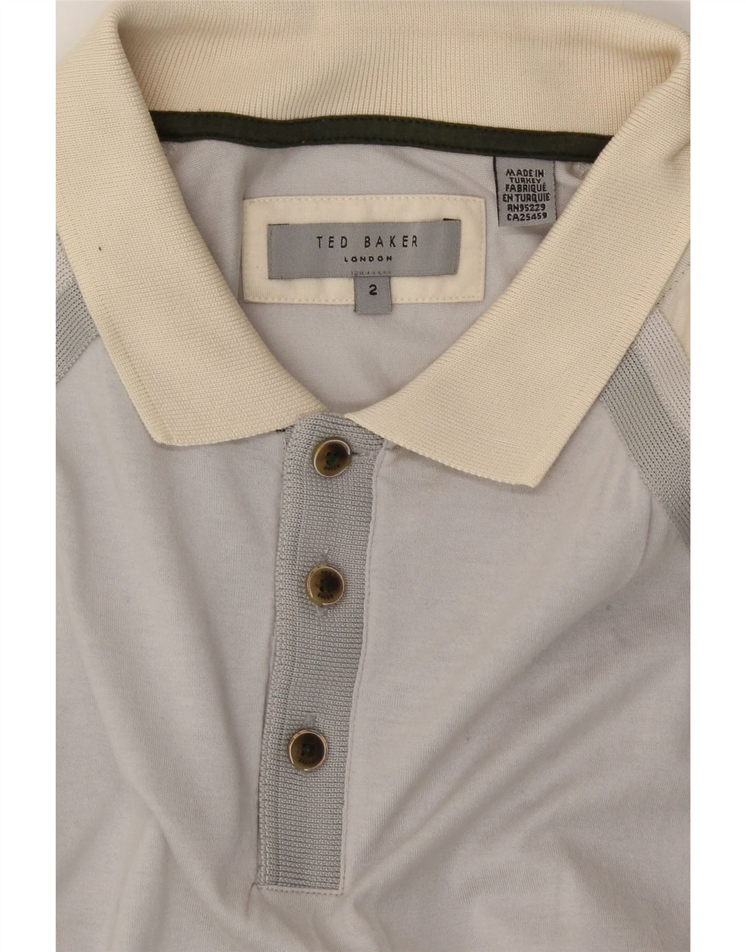 TED BAKER Mens Polo Shirt Size 2 Small Grey Colourblock Cotton Vintage Ted Baker and Second-Hand Ted Baker from Messina Hembry 