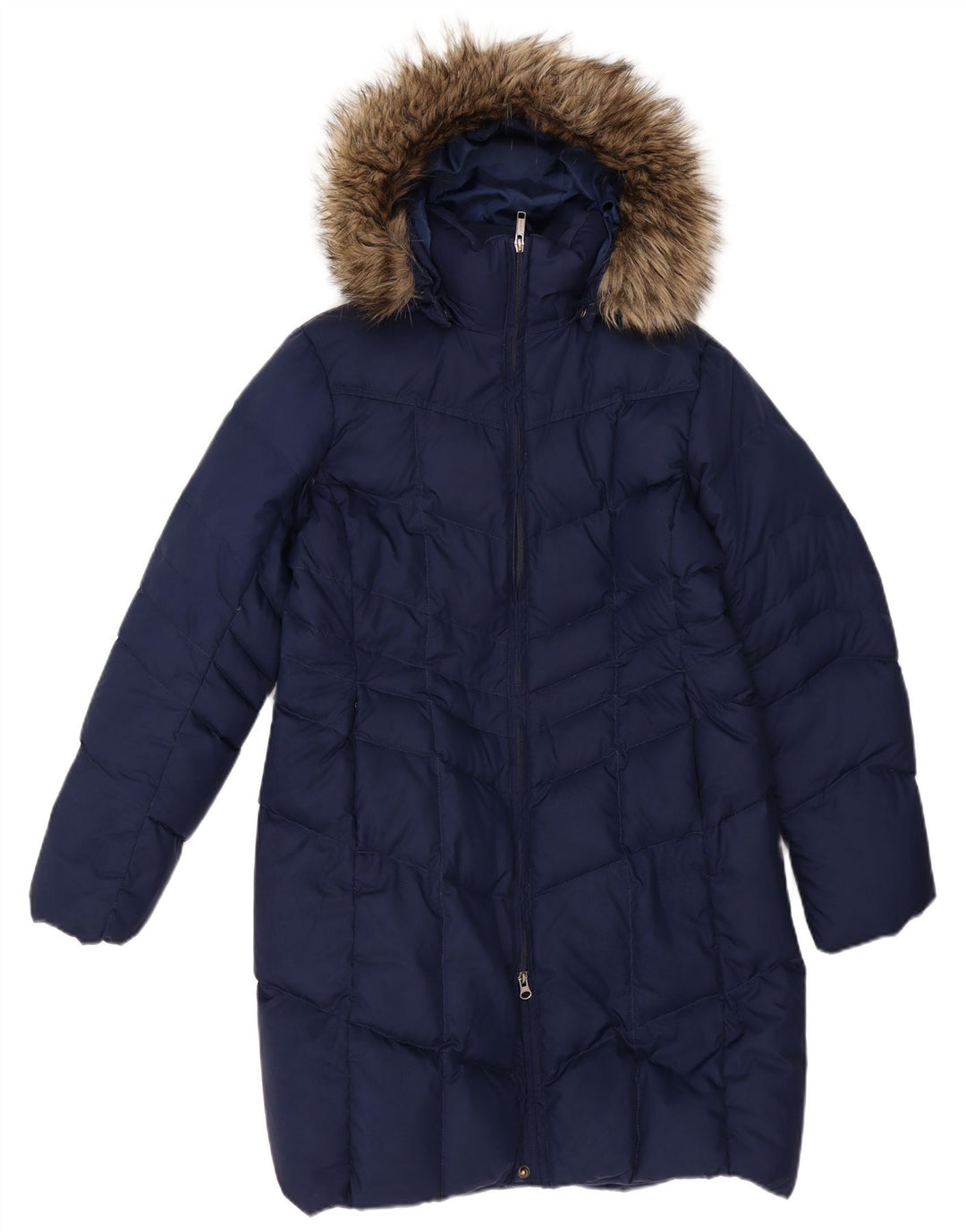 Lands End Γυναικείο παλτό με κουκούλα με επένδυση UK 14 Medium Navy Blue Polyester
