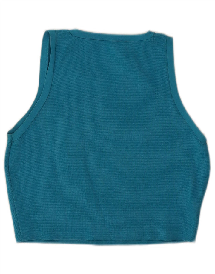 ZARA Womens Crop Vest Tank Top UK 14 Large Blue