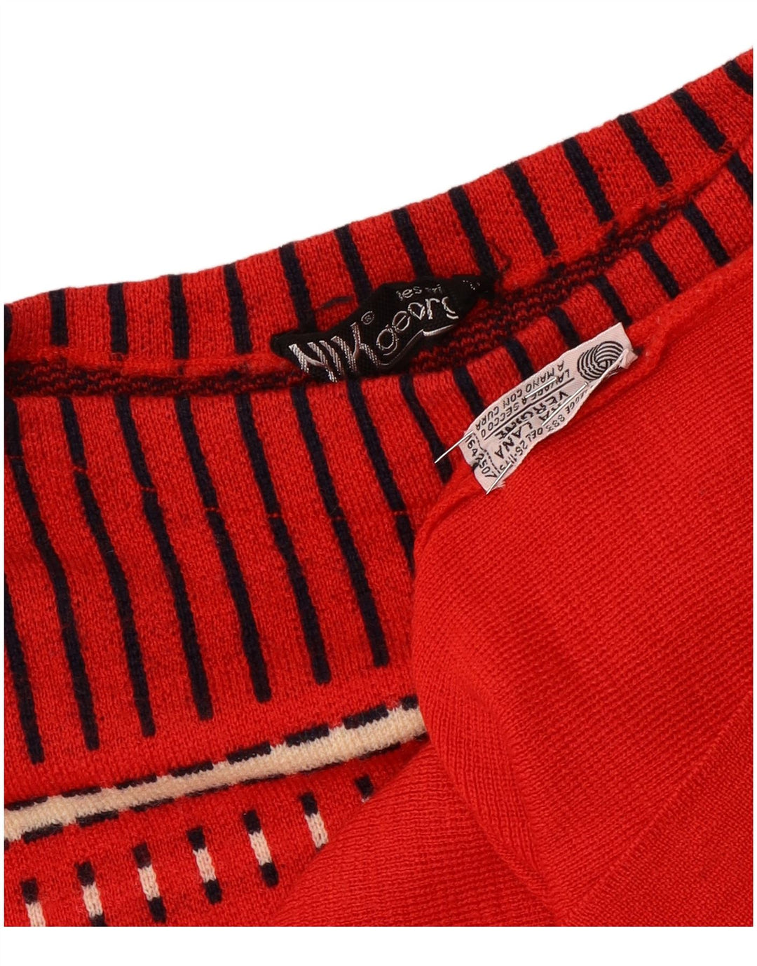 Vintage γυναικείο πουλόβερ με λαιμόκαυμα UK 10 Small Red Geometric