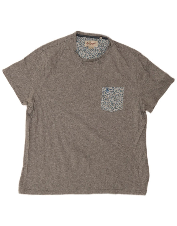Ανδρικό T-Shirt Penguin Top 2XL Γκρι φλοράλ βαμβακερό
