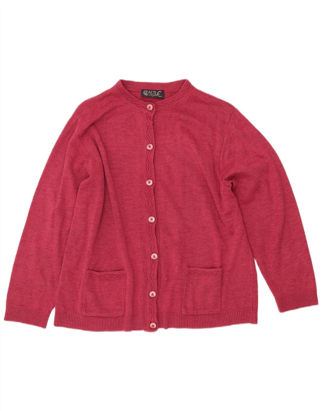 CASTLE OF IRELAND Γυναικείο πουλόβερ ζακέτα UK 16 μεγάλο ροζ μαλλί