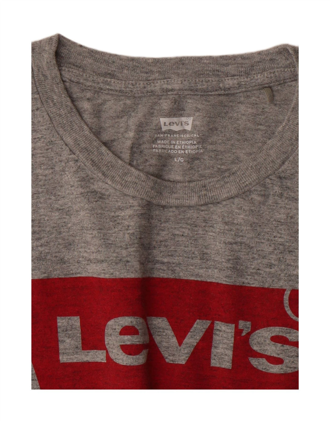 LEVI'S Womens Graphic T-Shirt Top UK 16 Large Grey Vintage Levi's and Second-Hand Levi's from Messina Hembry 