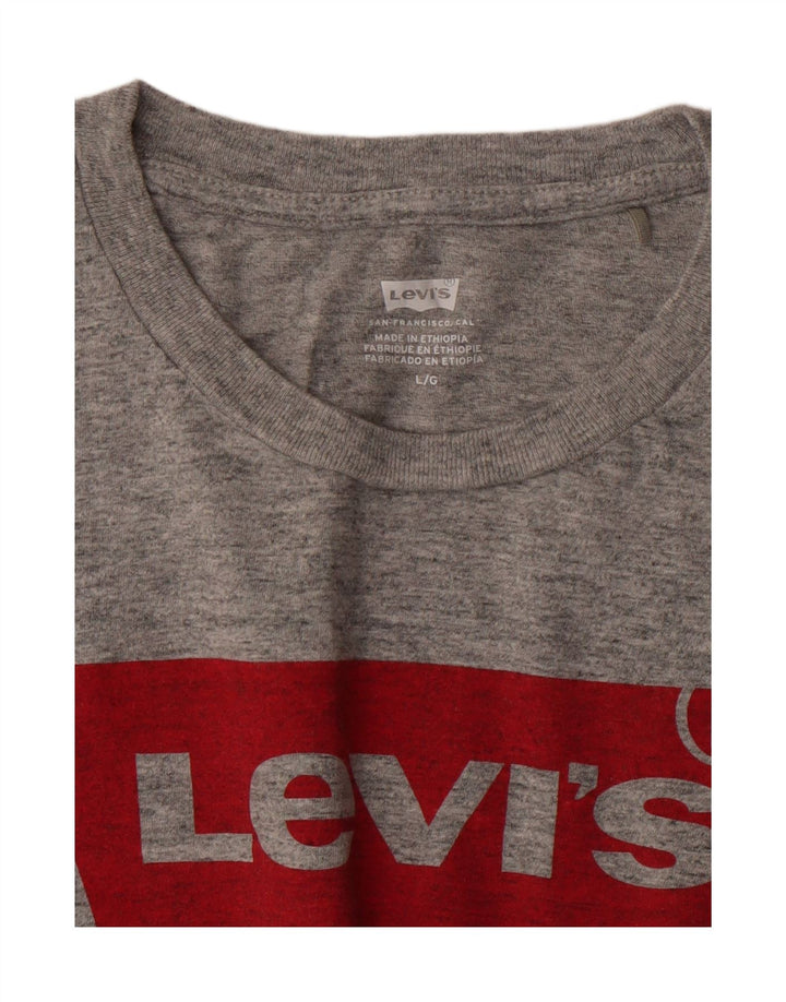LEVI'S Womens Graphic T-Shirt Top UK 16 Large Grey Vintage Levi's and Second-Hand Levi's from Messina Hembry 