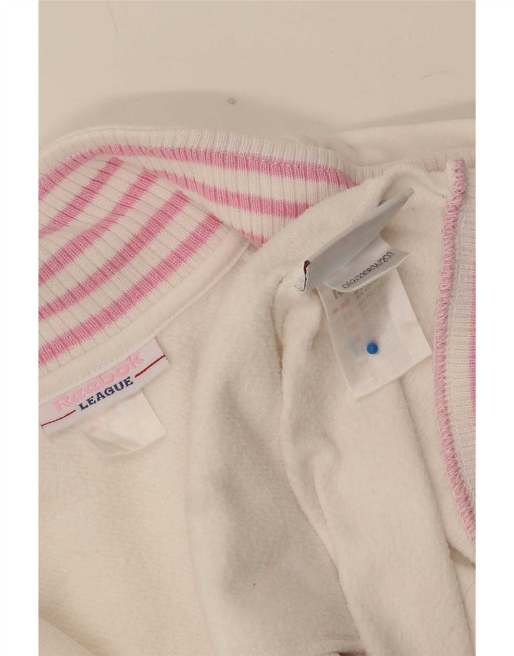 Reebok γυναικεία φόρμα μεγάλου μεγέθους Top Jacket UK 10 Small White ριγέ