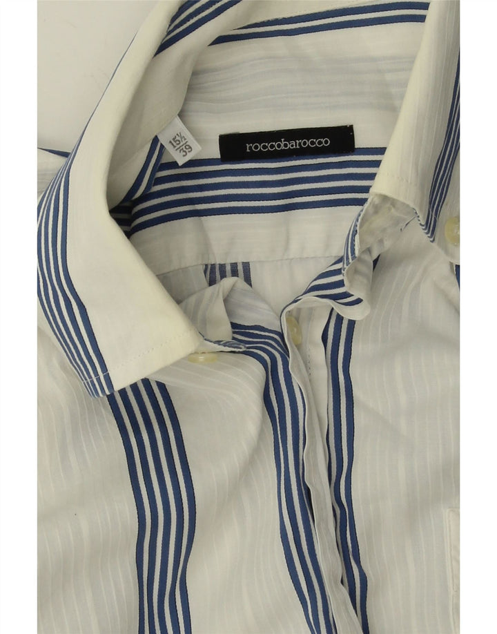 ROCCOBAROCCO Mens Shirt Size 15 1/2 39 Medium White Striped Vintage Roccobarocco and Second-Hand Roccobarocco from Messina Hembry 