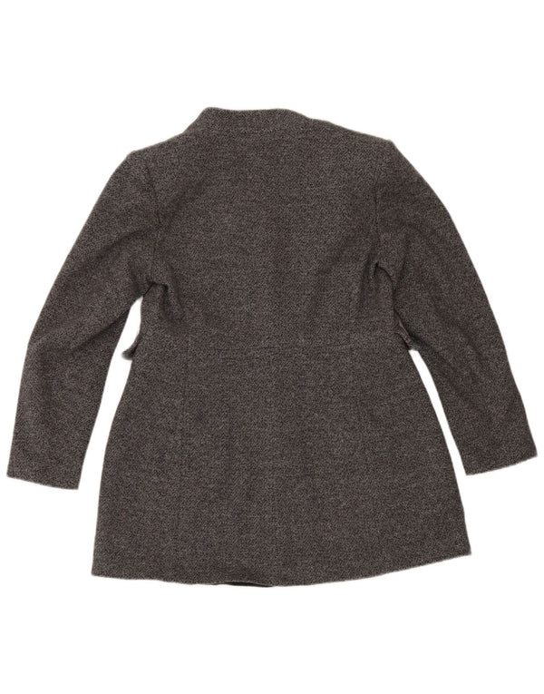 Zara Γυναικείο σακάκι 1 κουμπιού blazer UK 16 μεγάλο γκρι βαμβακερό ψαροκόκκαλο