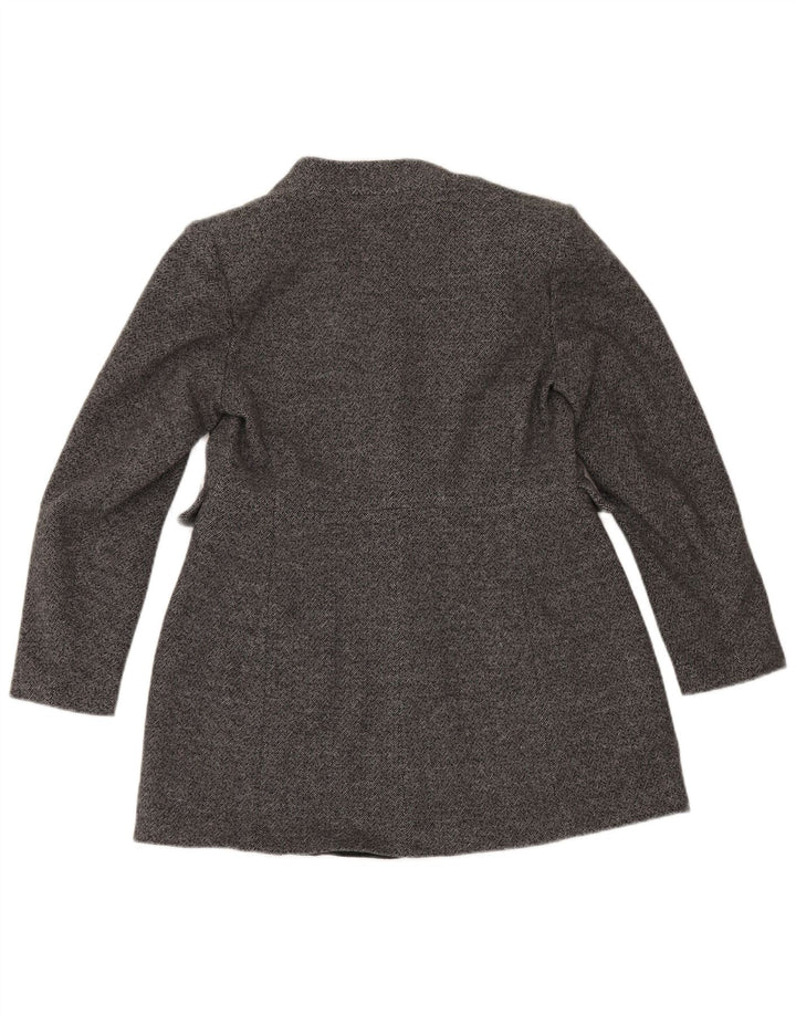 Zara Γυναικείο σακάκι 1 κουμπιού blazer UK 16 μεγάλο γκρι βαμβακερό ψαροκόκκαλο