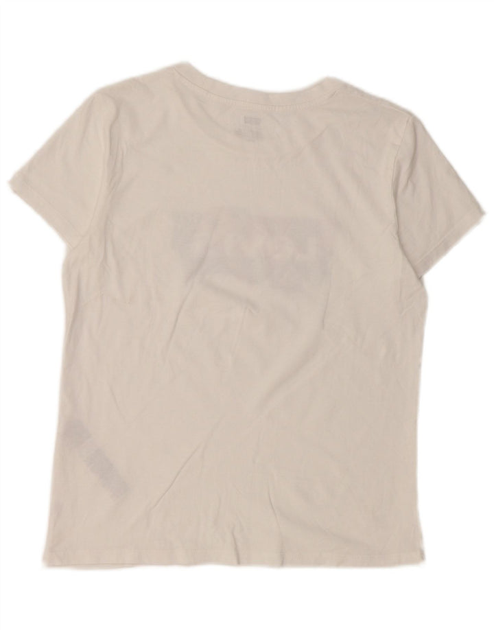 Γυναικείο γραφικό T-Shirt Levi's Top UK 10 Small White Βαμβακερό