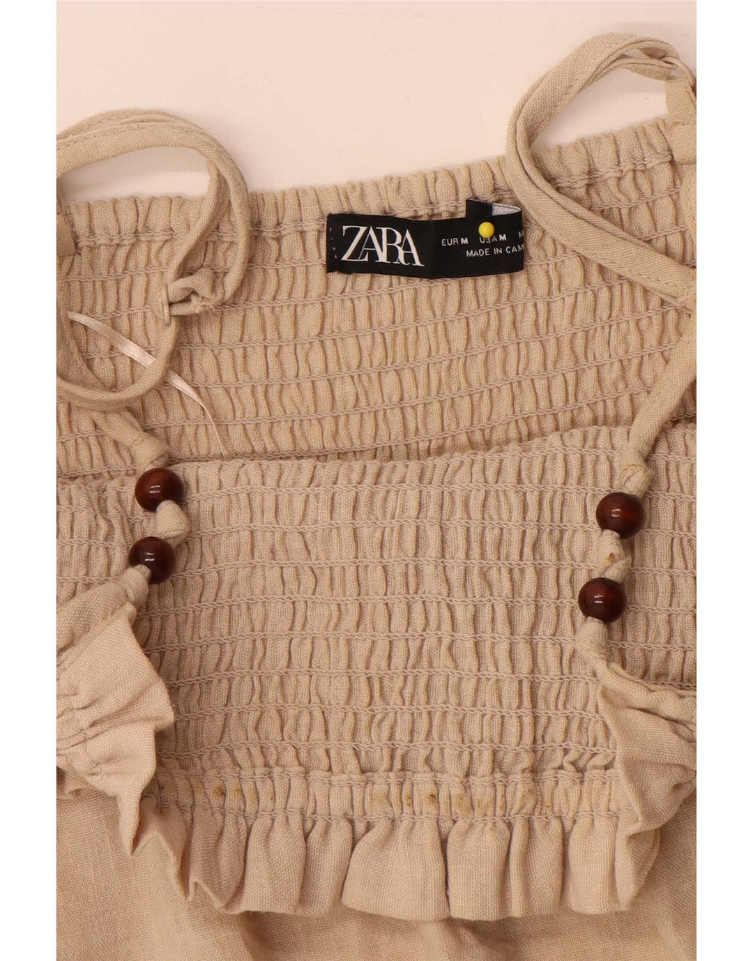 Zara Γυναικείο Αμάνικο Φόρεμα A-Line UK 12 Medium Beige