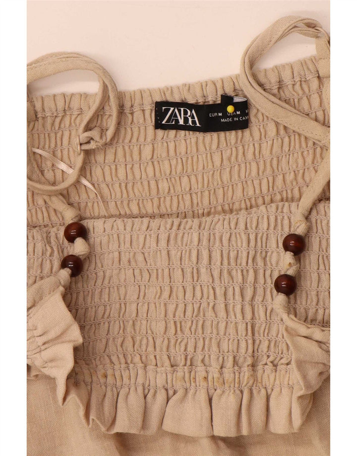 Zara Γυναικείο Αμάνικο Φόρεμα A-Line UK 12 Medium Beige