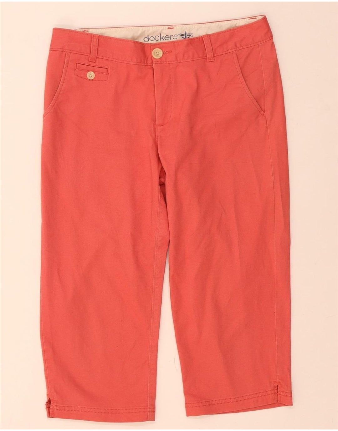 DOCKERS Womens Straight Capri Trousers US 8 Medium W32 L20 Red Cotton Vintage Dockers and Second-Hand Dockers from Messina Hembry 