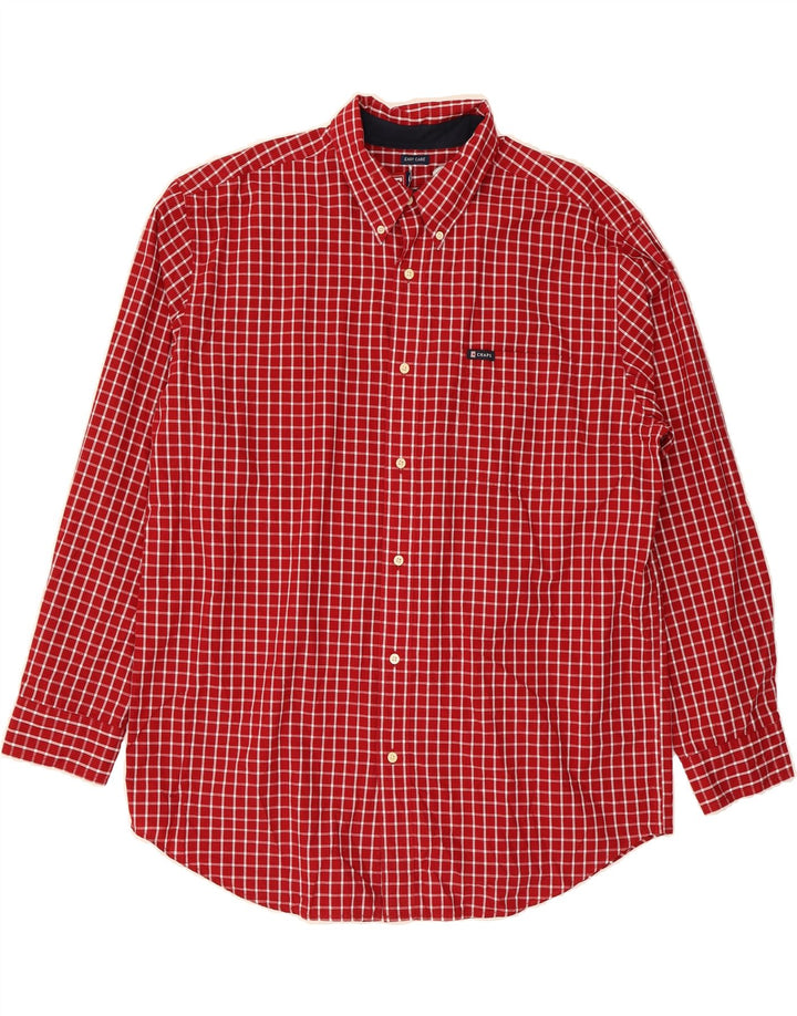 CHAPS Mens Easy Care Shirt XL Red Check Cotton Vintage Chaps and Second-Hand Chaps from Messina Hembry 