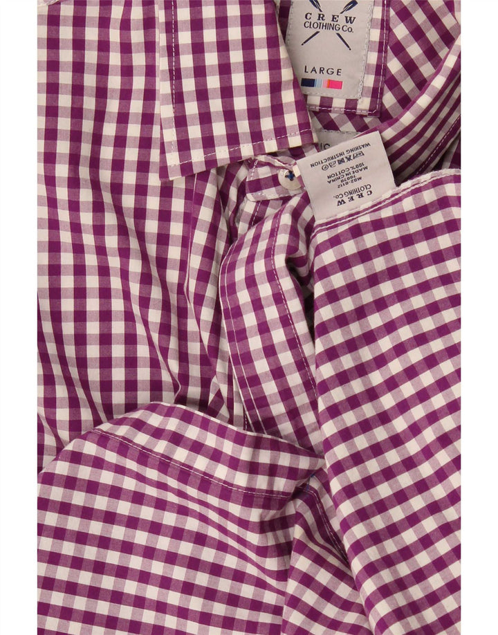 Ανδρικό πουκάμισο Crew Clothing Μεγάλο μωβ βαμβακερό Gingham