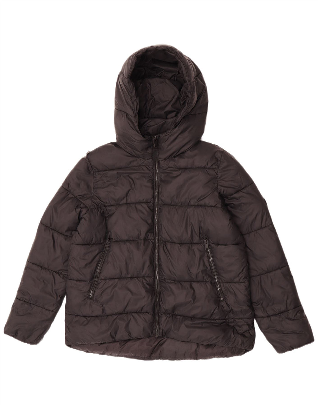 Zara Γυναικείο μπουφάν με κουκούλα UK 14 Medium Black Nylon