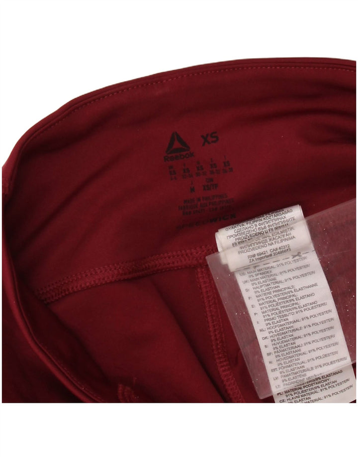 Γυναικείο κολάν REEBOK UK 4/6 XS Maroon Colourblock Polyester