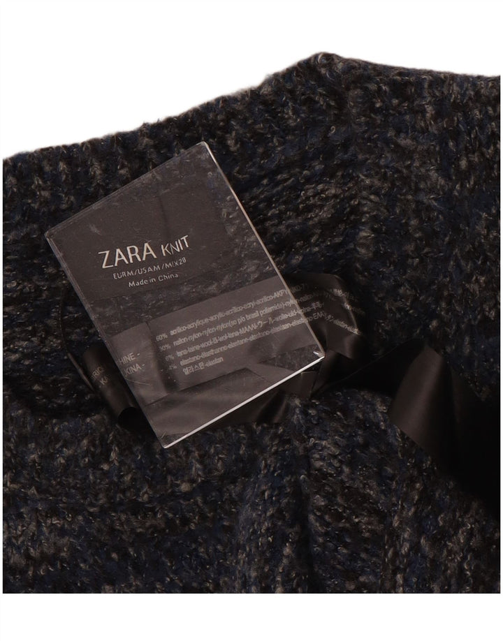 Zara Γυναικείο πουλόβερ με λαιμόκοψη UK 14 Medium Navy Blue Flecked