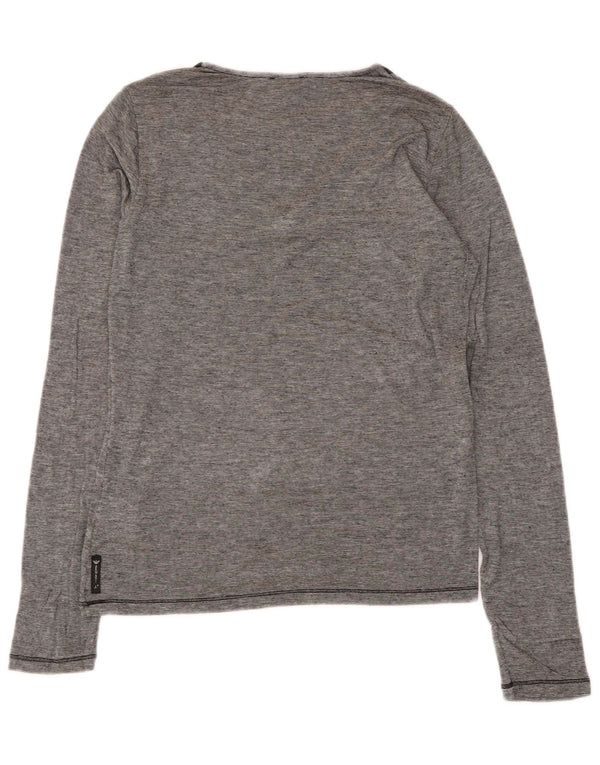 Armani Jeans γυναικείο τοπ μακρυμάνικο UK 12 μεσαία γκρι ρίγα βισκόζη