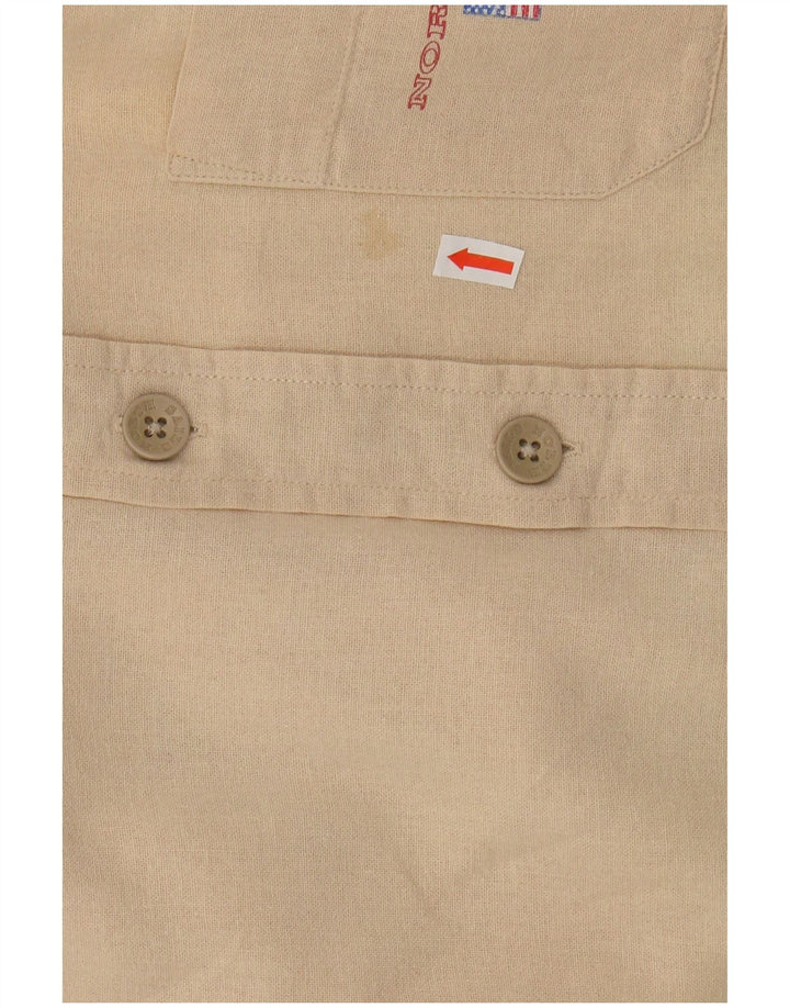 NORTH SAILS Mens Short Sleeve Shirt Large Beige Cotton