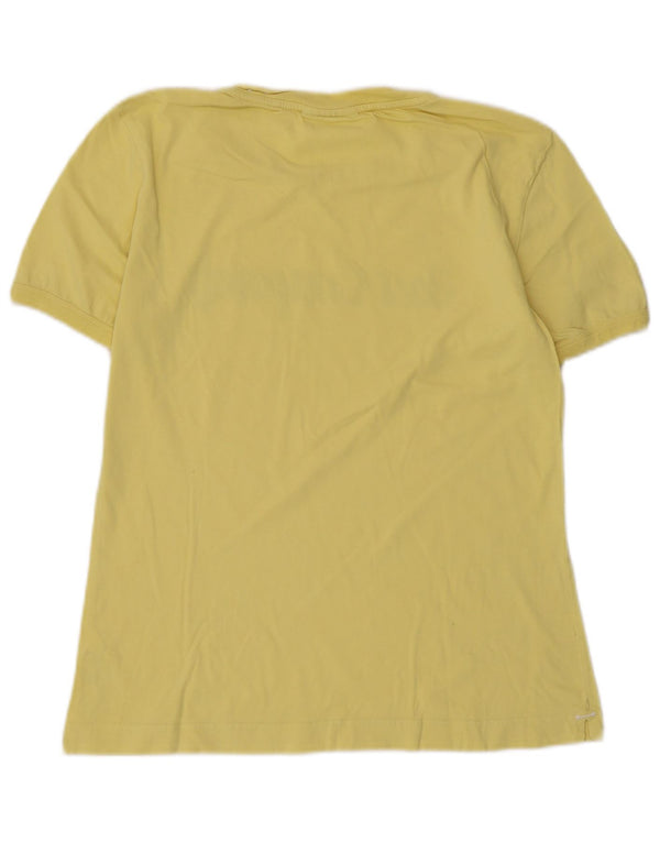 Best Company Γυναικείο γραφικό T-Shirt Top UK 12 Medium Yellow Cotton