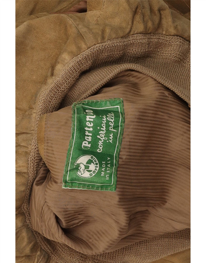 VINTAGE Ανδρικό Suede Bomber Jacket UK 38 Medium Beige Leather
