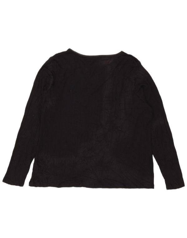 Marks & Spencer Γυναικεία μπλούζα μακρυμάνικη UK 24 4XL μαύρη βισκόζη