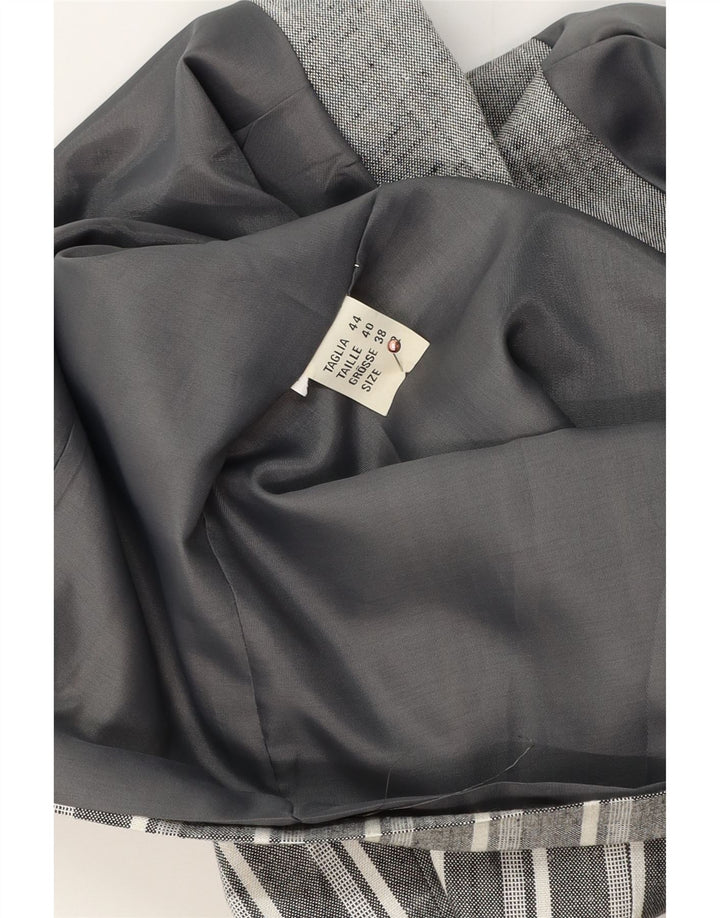 Vintage γυναικείο σακάκι σακάκι με κουμπιά 1 κουμπάκι UK 12 μεσαίο γκρι ριγέ