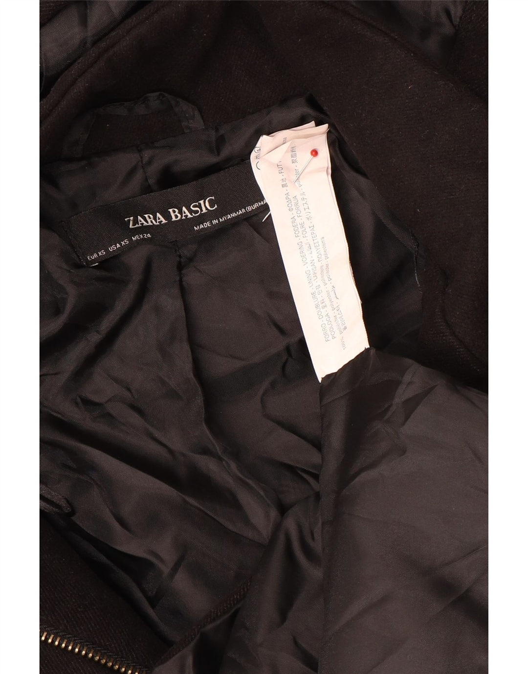 Zara Γυναικείο μπουφάν με κουκούλα UK 6 XS μαύρο πολυεστέρα
