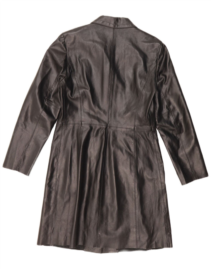 BENETTON Γυναικείο Δερμάτινο Παλτό IT 46 Large Μαύρο Δερμάτινο