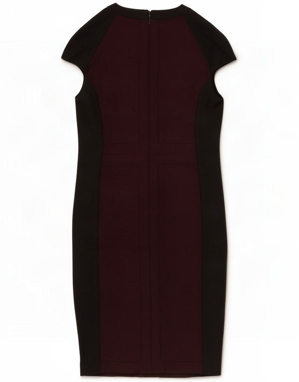 Zara Womens Sheath Dress UK 12 Medium Burgundy Colourblock Polyester