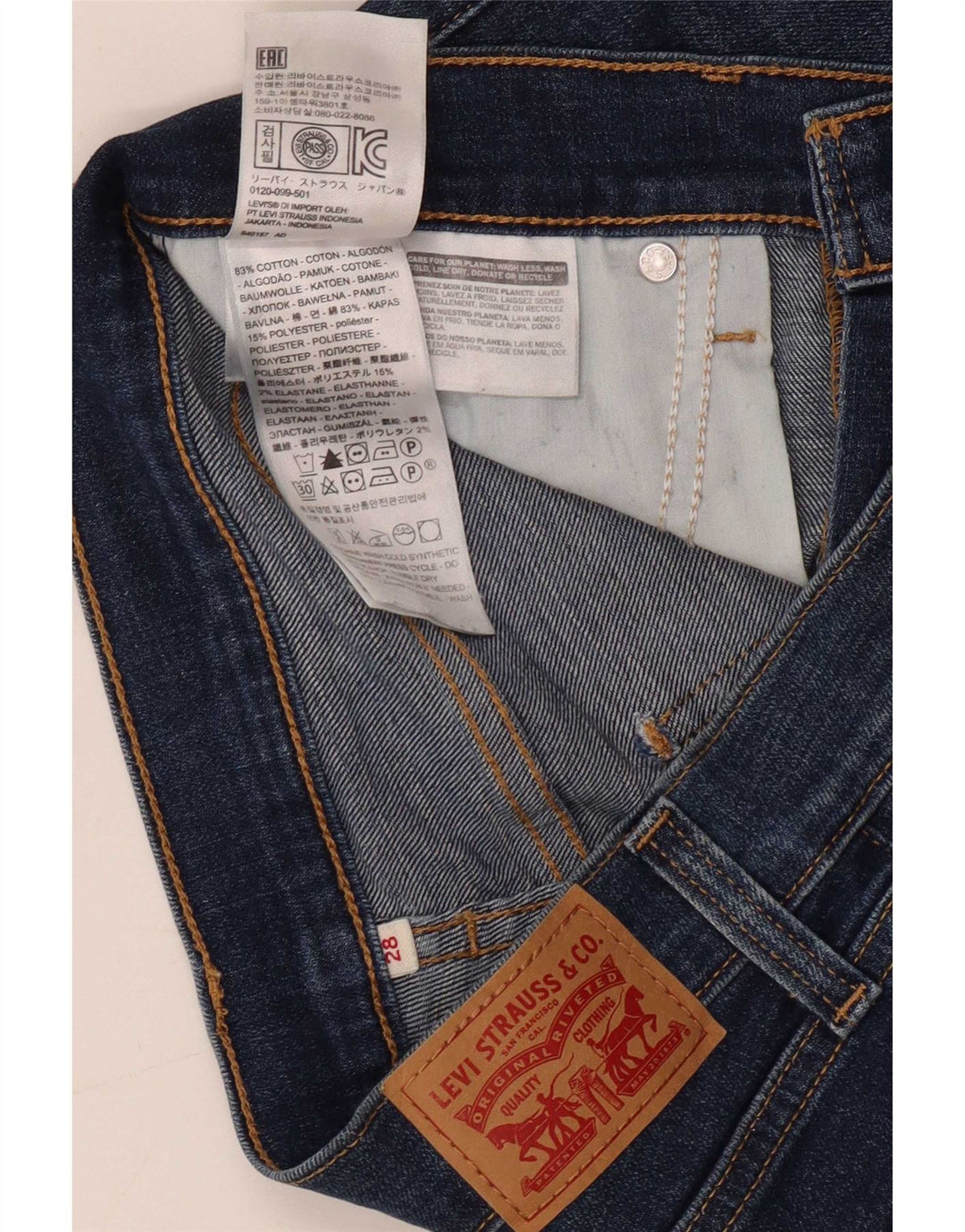 Γυναικείο τζιν σορτς Levi's W28, μεσαίο μπλε βαμβακερό