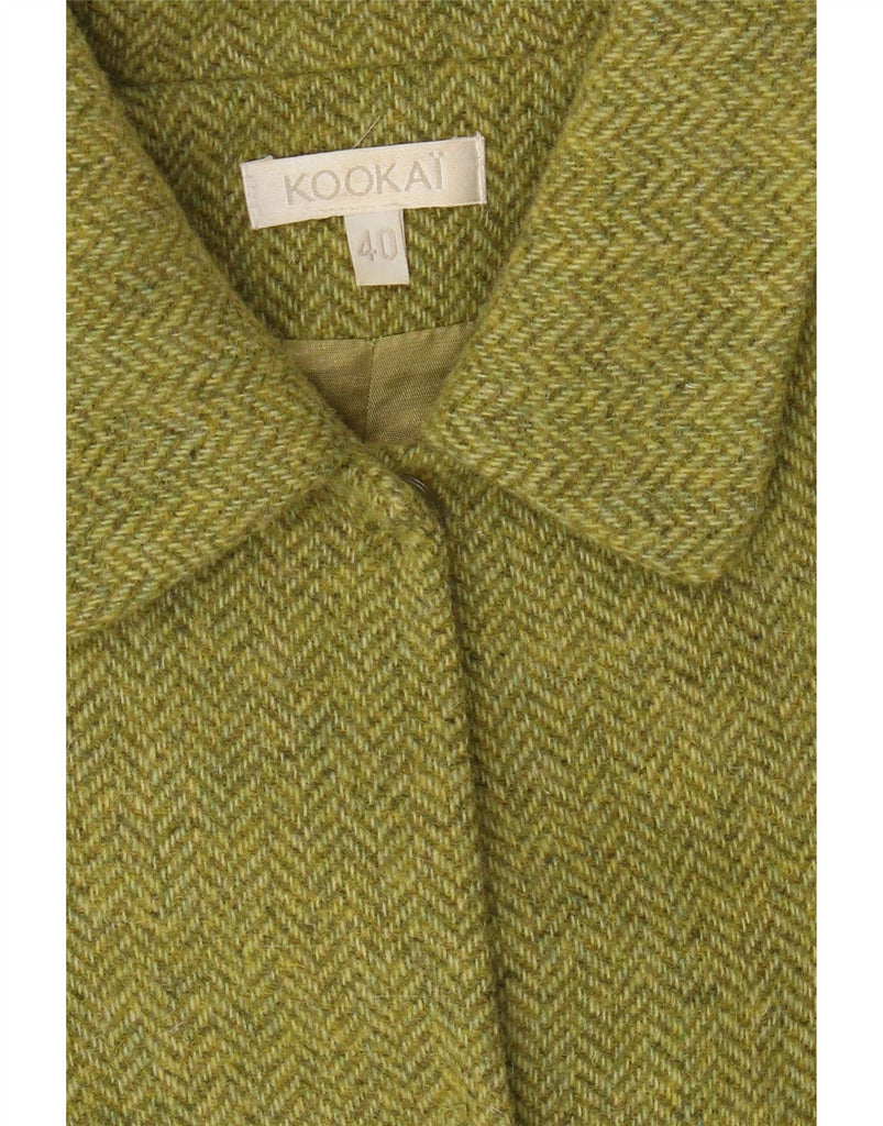 KOOKAI Womens Blazer Jacket EU 40 Medium Green Herringbone Wool Vintage Kookai and Second-Hand Kookai from Messina Hembry 