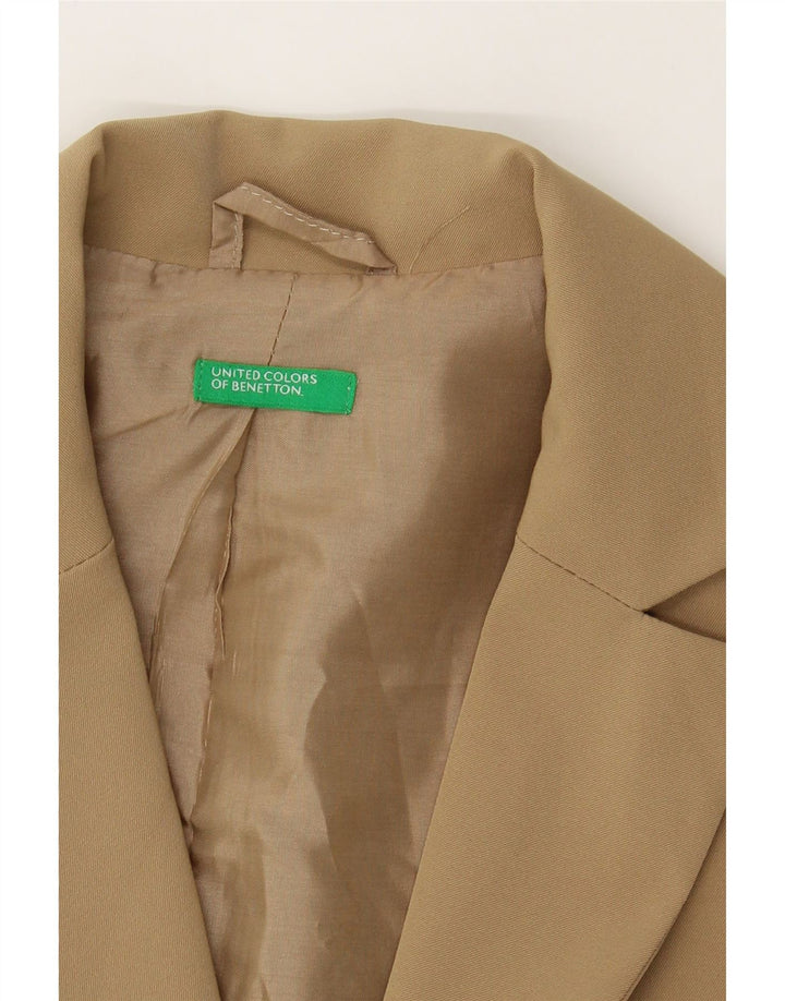 BENETTON Womens 3 Button Blazer Jacket IT 42 Medium Beige Polyester Vintage Benetton and Second-Hand Benetton from Messina Hembry 