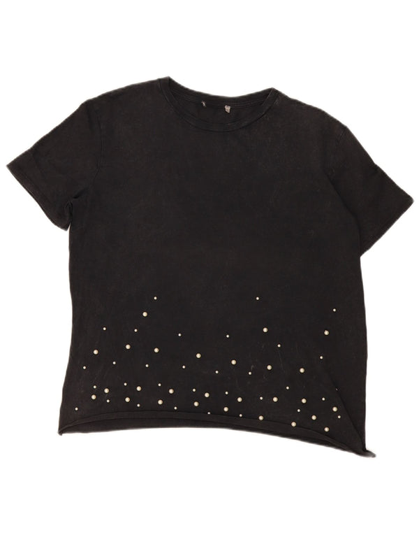 Vintage Γυναικείο T-Shirt Top UK 14 Large Black
