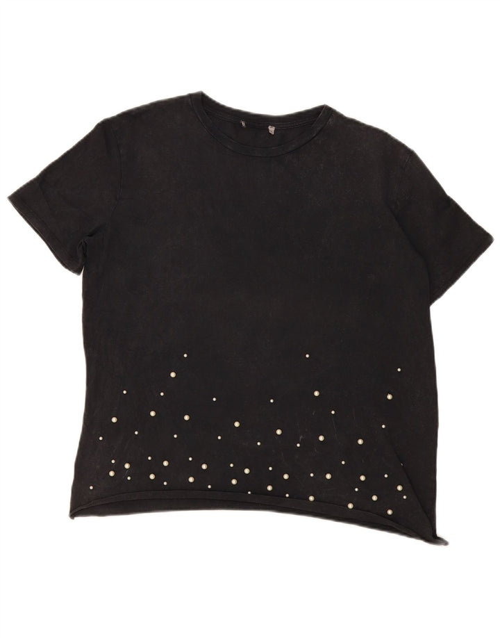 Vintage Γυναικείο T-Shirt Top UK 14 Large Black