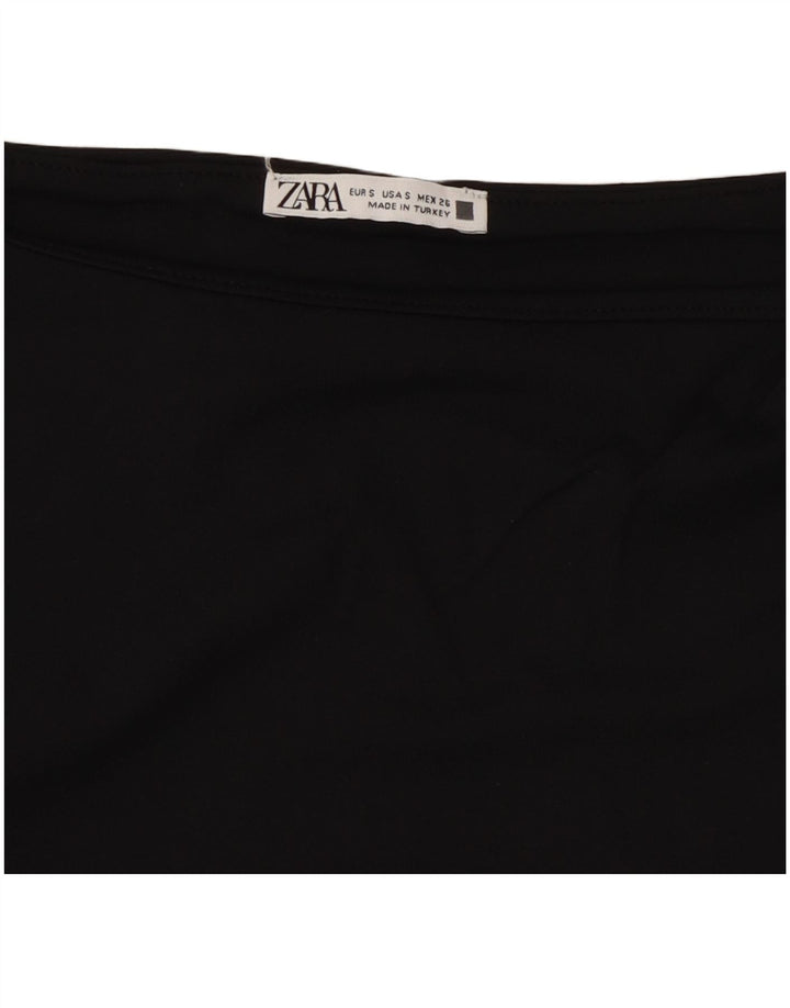 ZARA Γυναικεία Μπλούζα Crop Top UK 8 Small Black