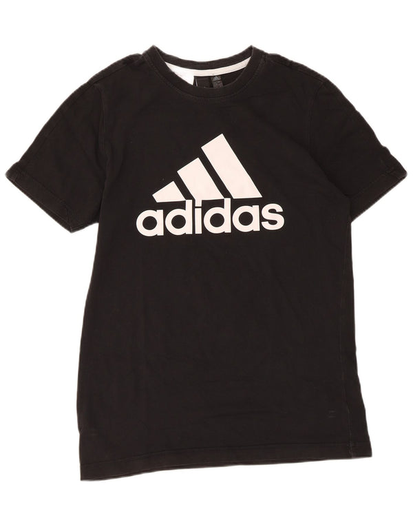 Γραφικό T-Shirt Adidas Boys Top 14-15 ετών Μαύρο βαμβακερό