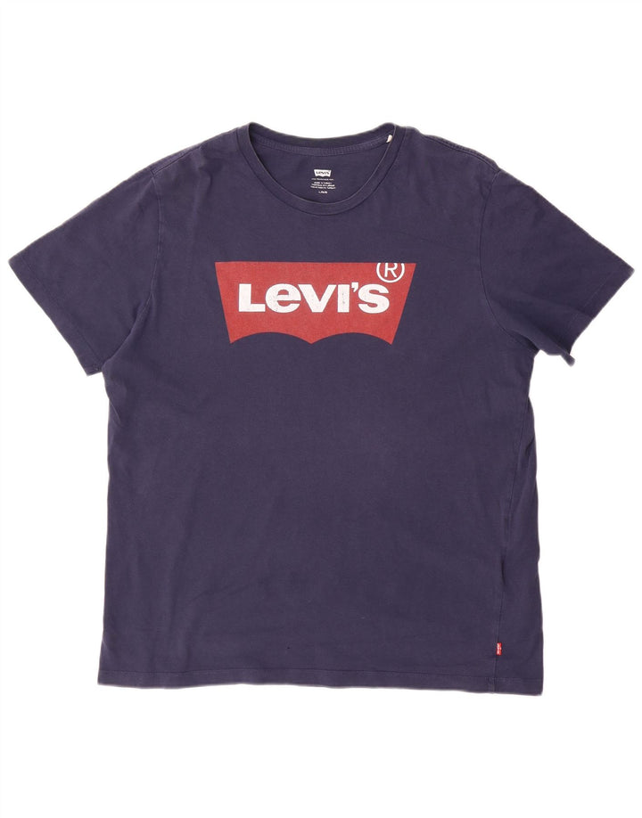 Ανδρικό γραφικό T-Shirt Levi's Top Large Navy Blue από βαμβάκι